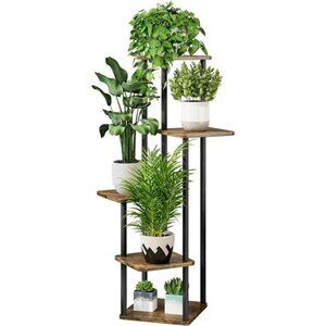 Plant Stand 5 Tier Indoor Metal Flower Shelf for Multiple Plants Corner Tall